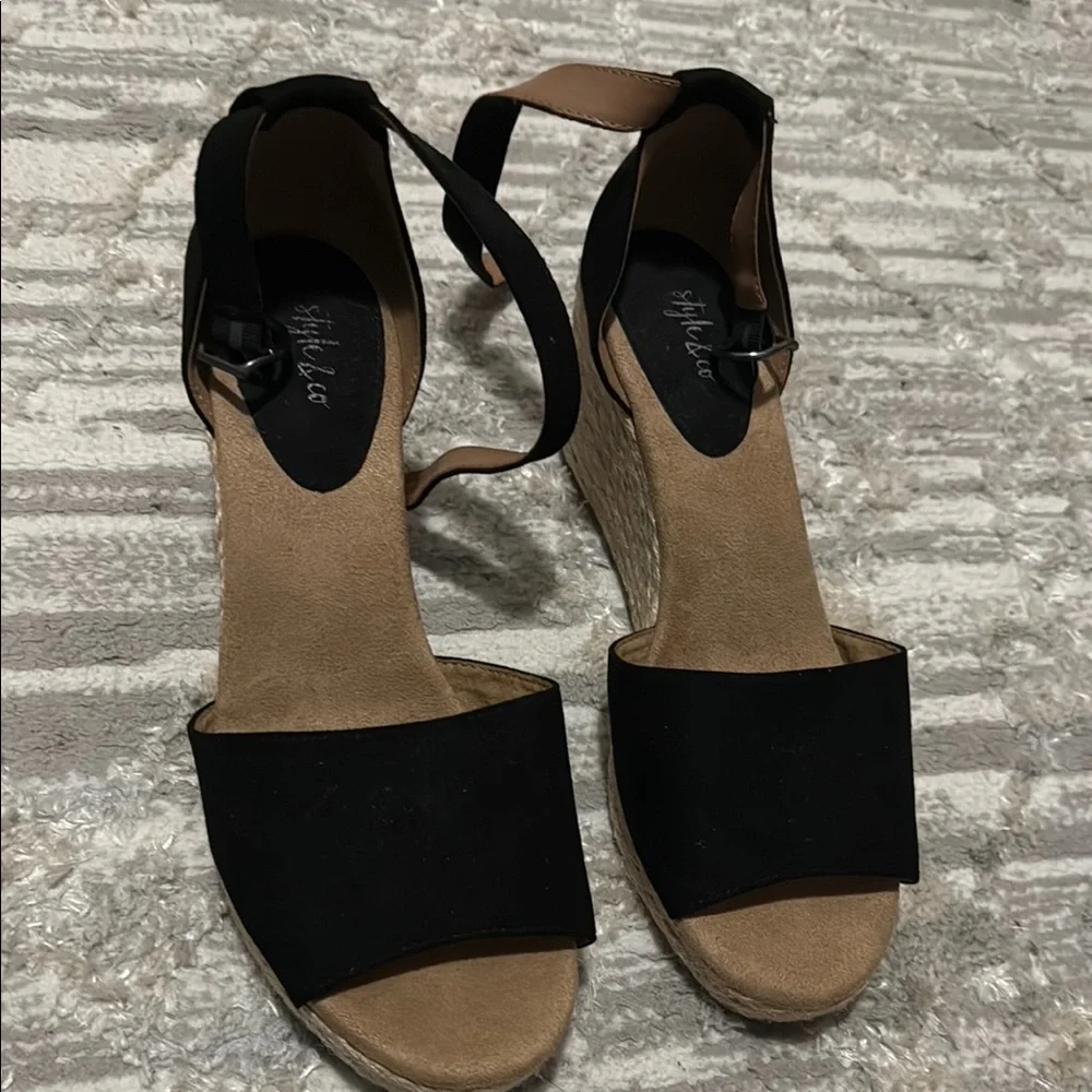 Style & Co. Black Wedge Sandals